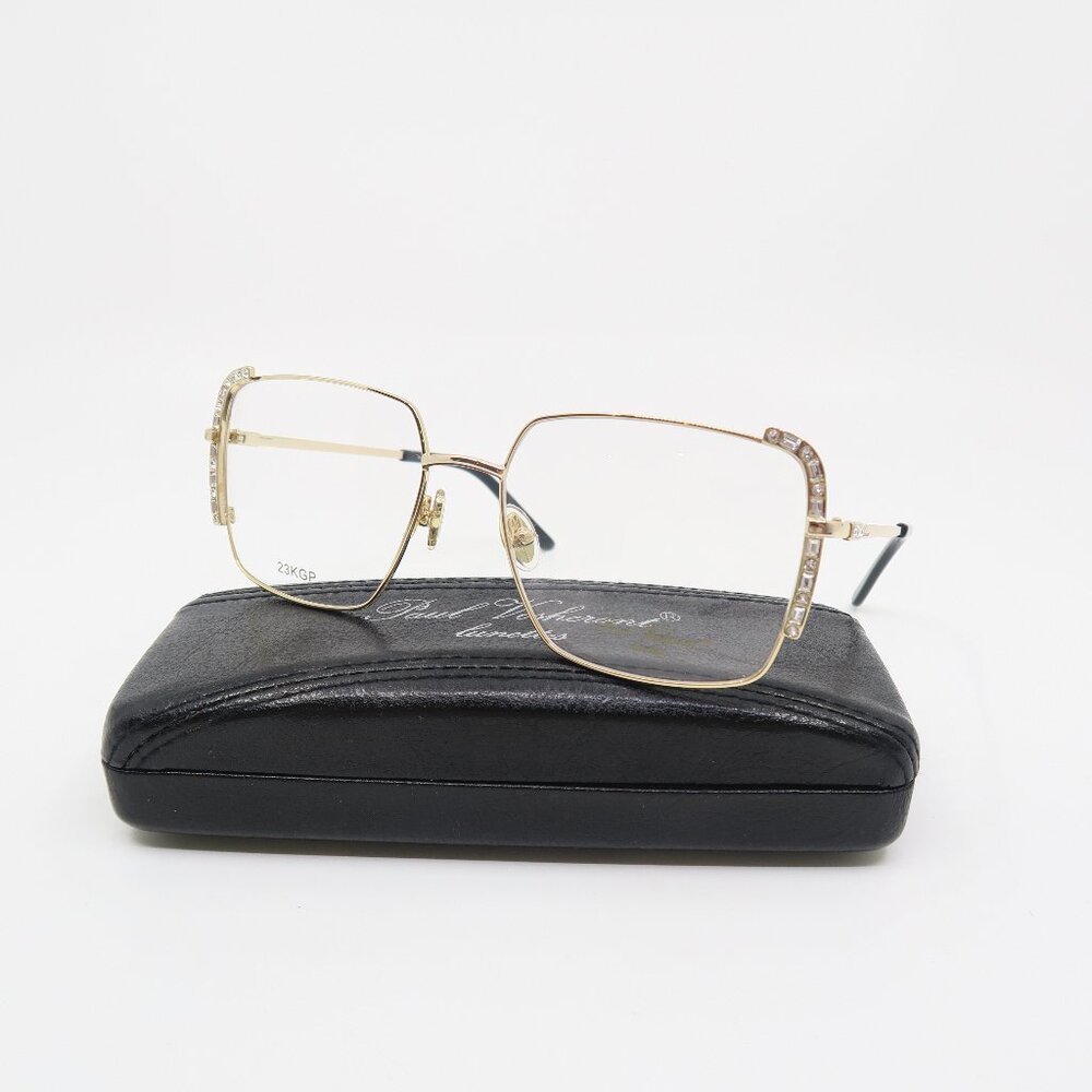 Paul Vosheront PV625 C1 23K Gold Plated Gold & Crystals, New Women's Eyeglasses.